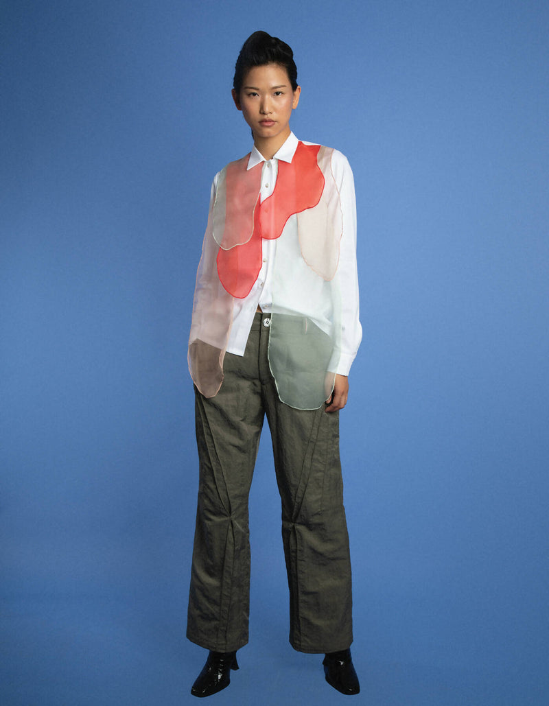 Poplin shirt with organza