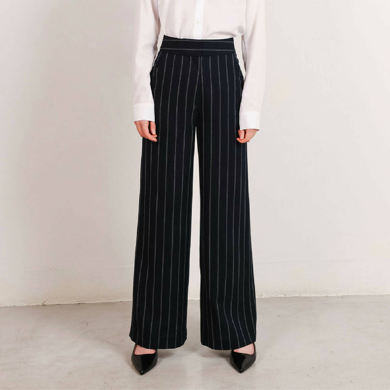 Paris pinstripe trousers with wide legs