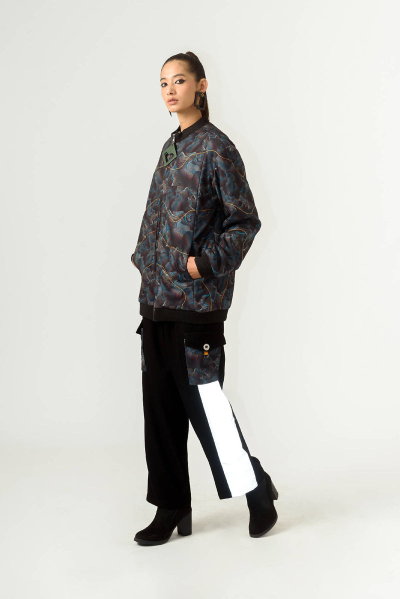 Unisex Agitation Print BomberJacket