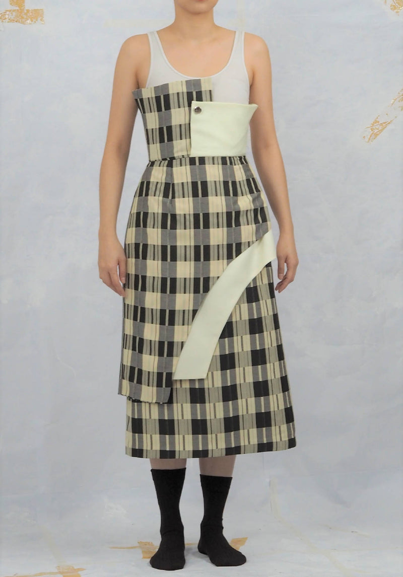 Midi Plaid Skirt with Fine Cuts Layering