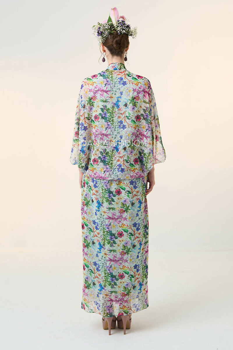 FLORAL DRAPE KAFTAN