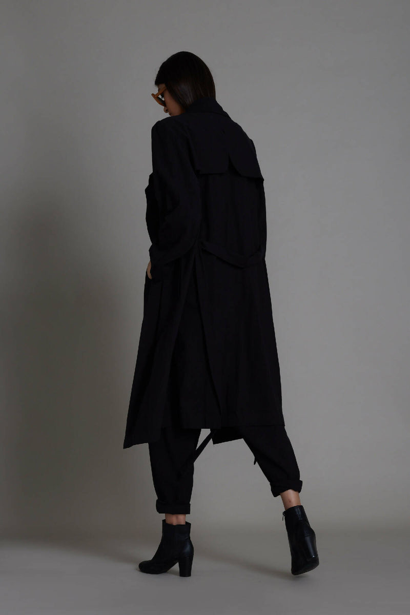 Black Milestone Trench Jacket