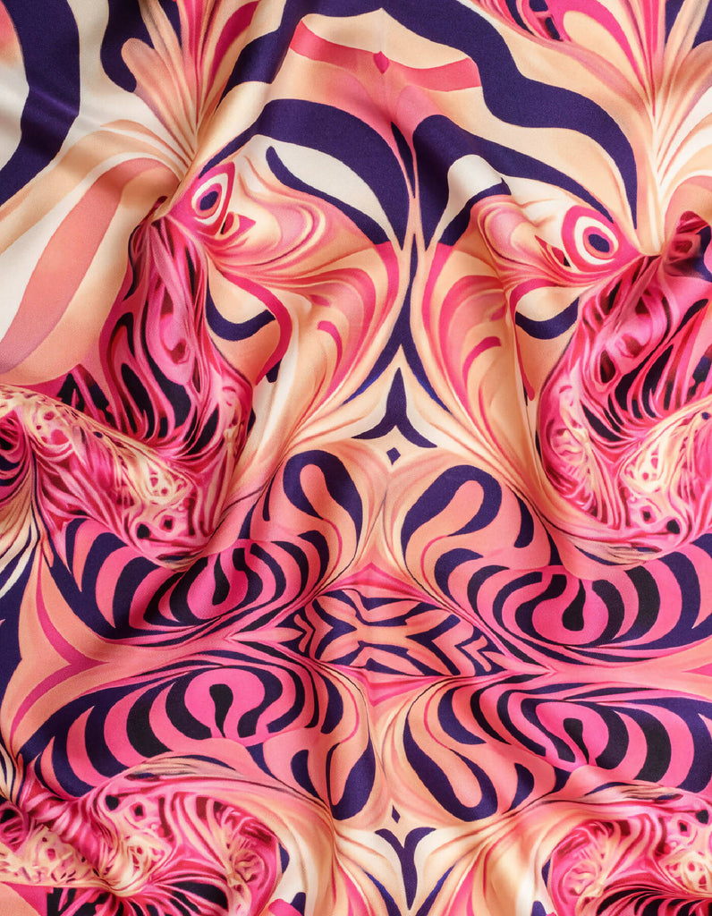 White-Purple-Pink-Swirls-Silk-Twill-Scarf-Kargede-Designer-Scarf-Front-Detail