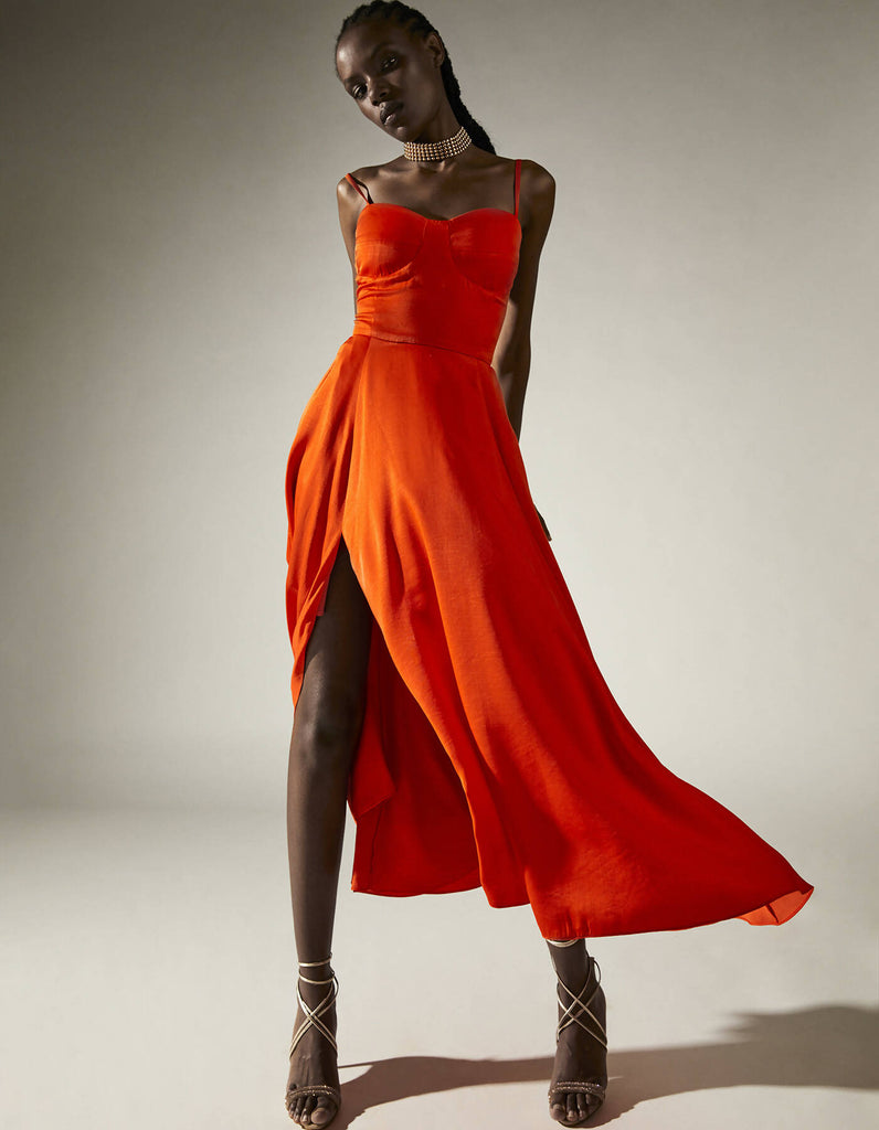 DEMURE DRESS TANGERINE ORANGE