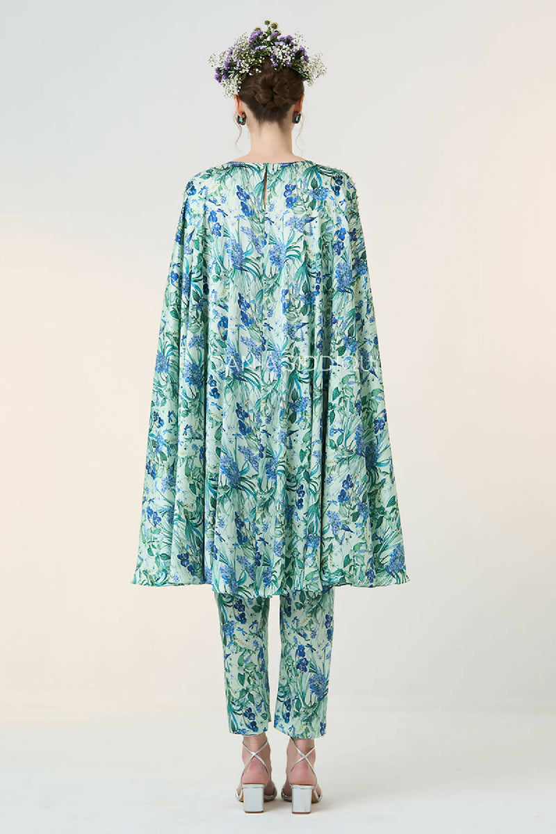 FLORAL BIRD FLARY TOP & STRAIGHT PANT