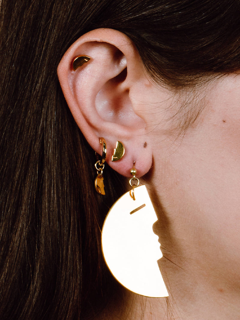 Two Make One Stud Earrings / / Golden