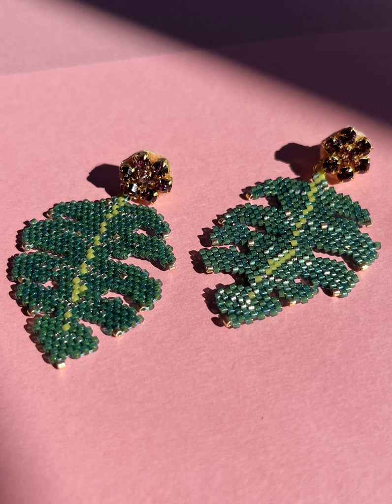 Handmade Tropicana Palm Leaf Earrings