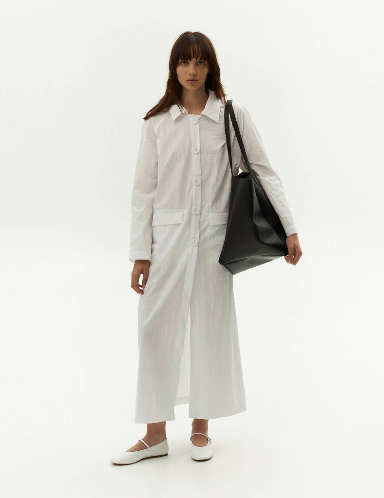 Textured Waterproof Raincoat — White Color