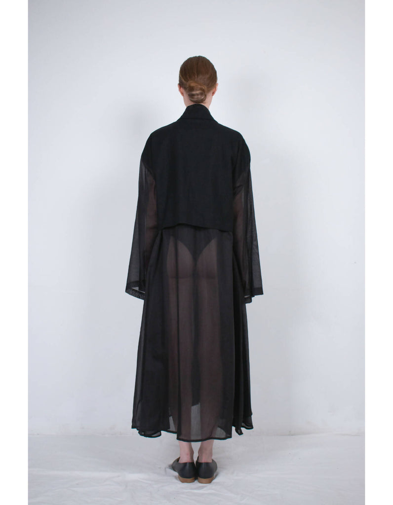 Black Transparent Silk Trench Coat