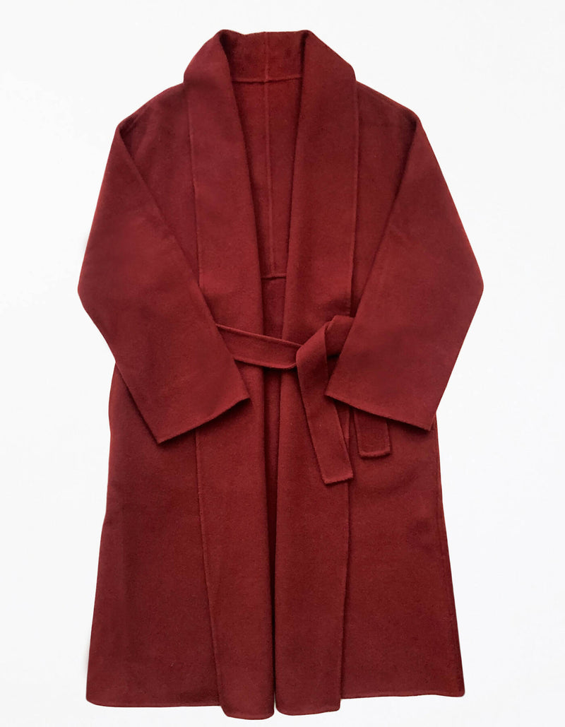 Illya Belted Coat - Crimson