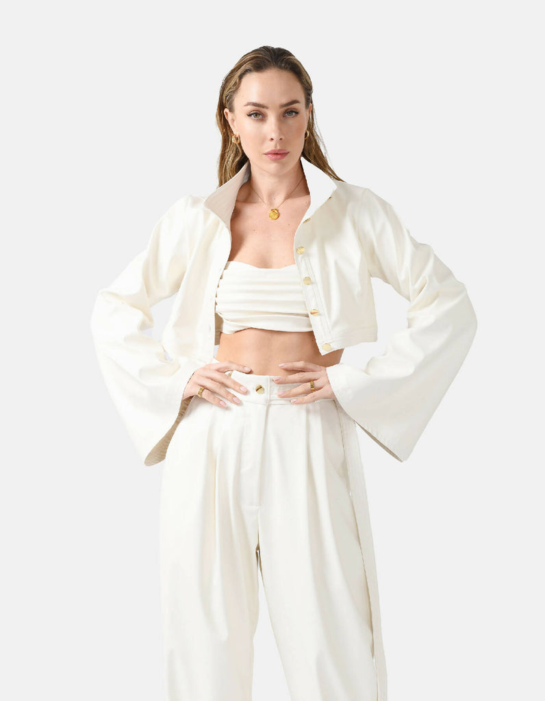 Hush Cropped Jacket White