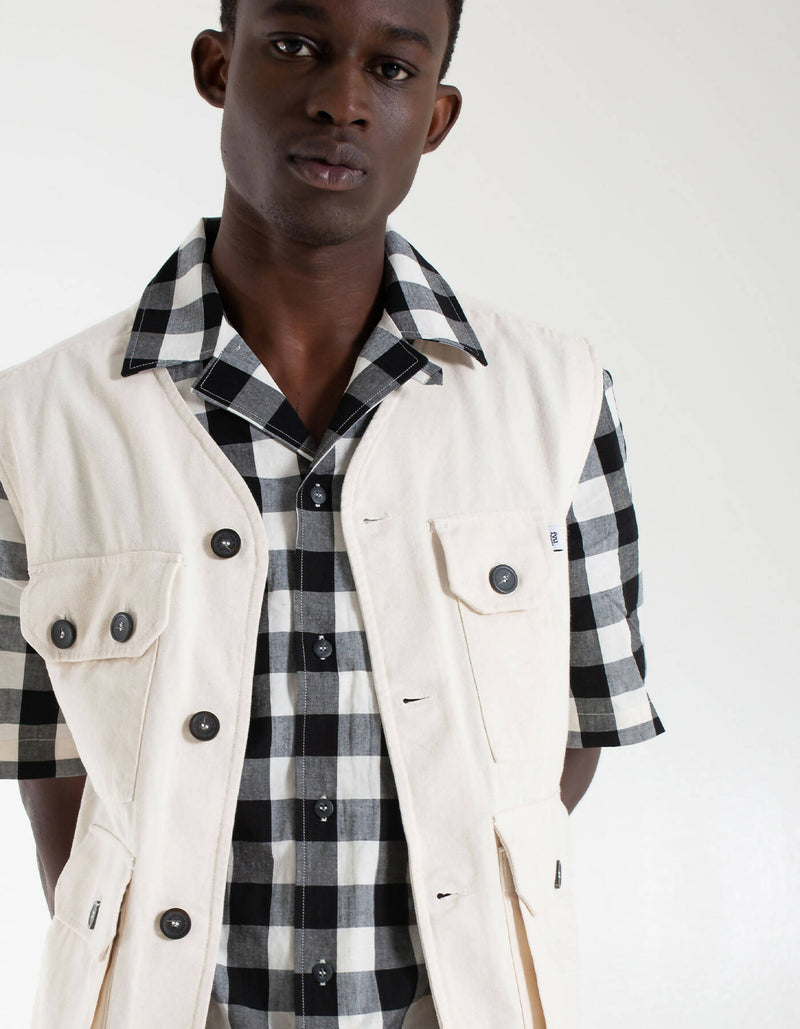 Otis Denim Utility Vest Cream