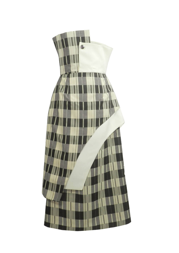 Midi Plaid Skirt with Fine Cuts Layering