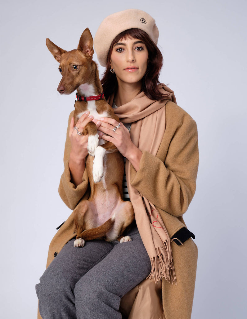 Beige Beret With Eye Embroidery