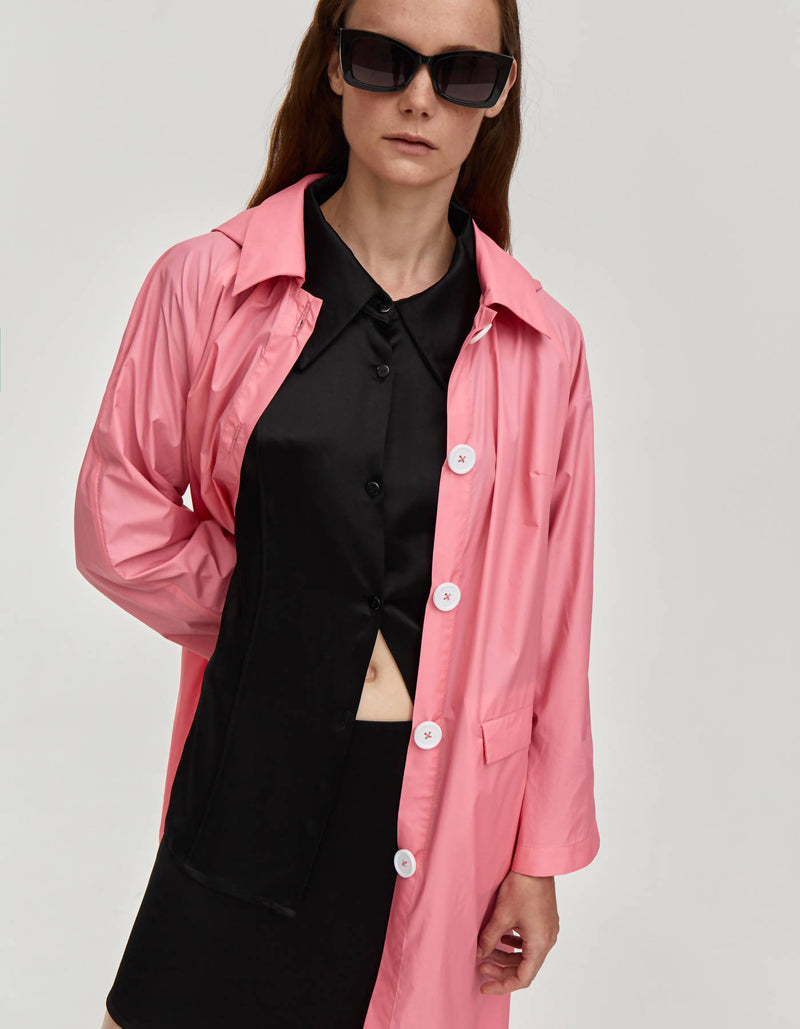 Waterproof Long Raincoat - Pink