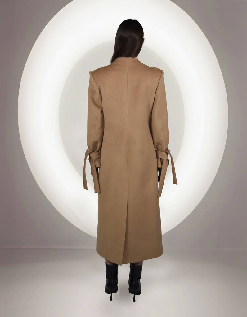 Zane Cashmere Long Beige Coat