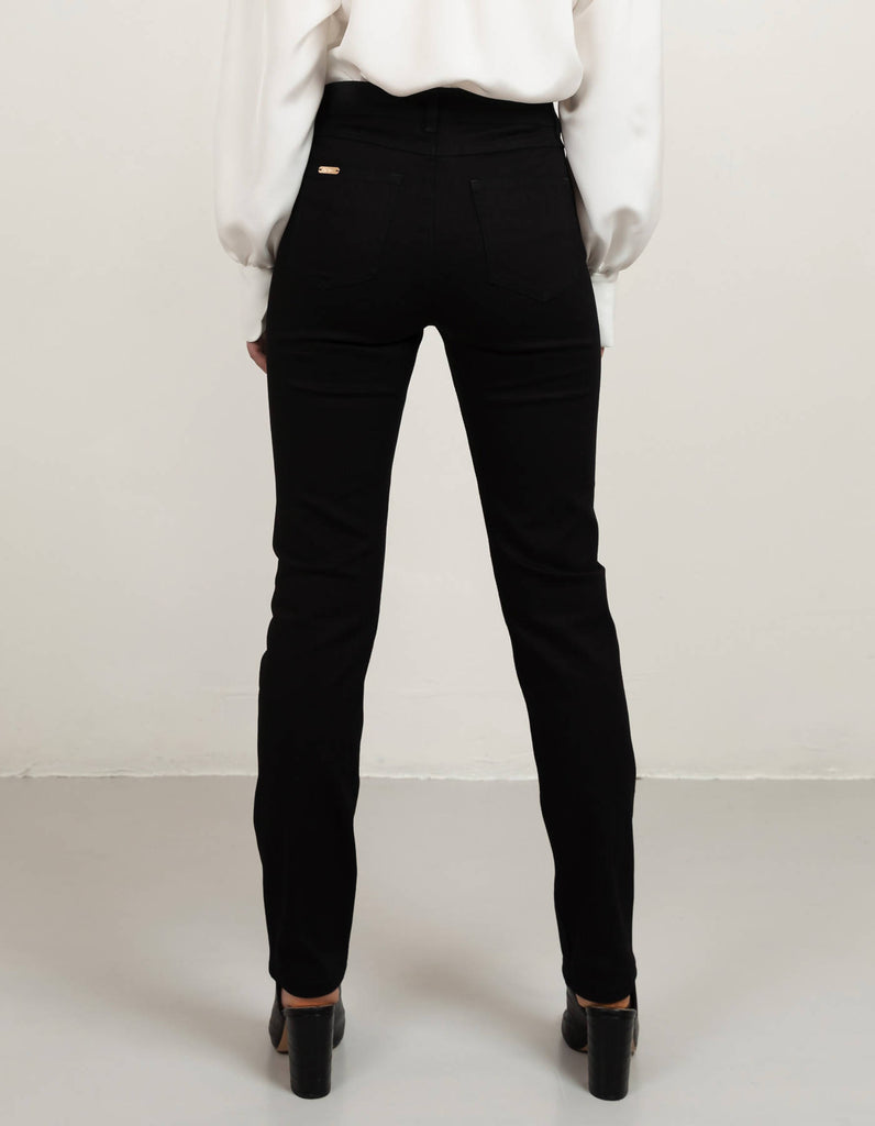 Custom-Fit Black Denim Long Leg Black Stitch