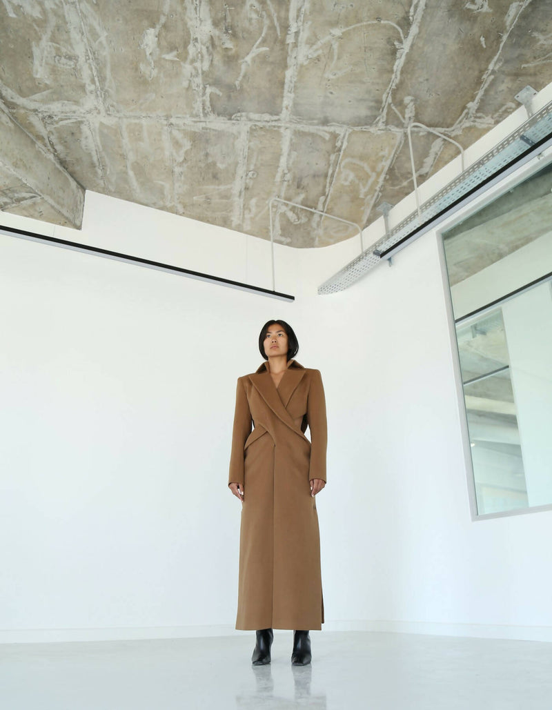 Xenia Long Beige Cashmere Coat