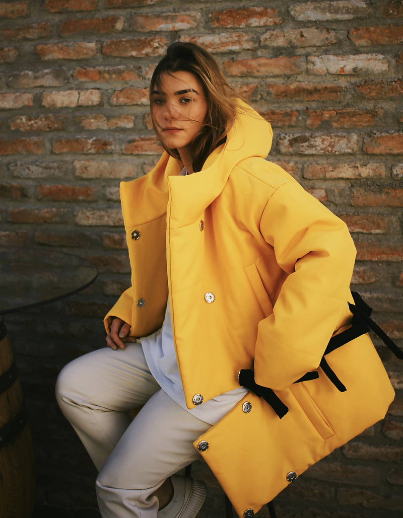 Hooded Yellow Puffer Jacket