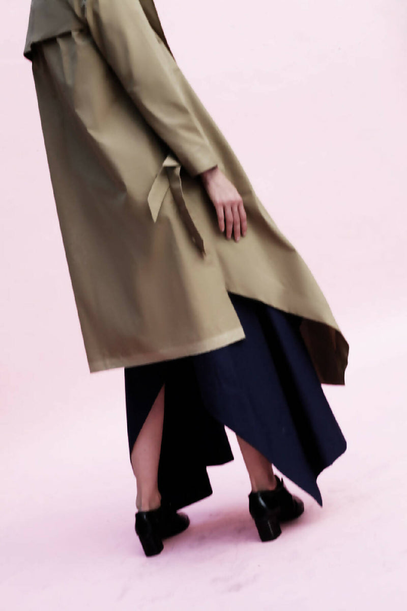 Origami Water Repellent Cotton Trench Coat / Khaki