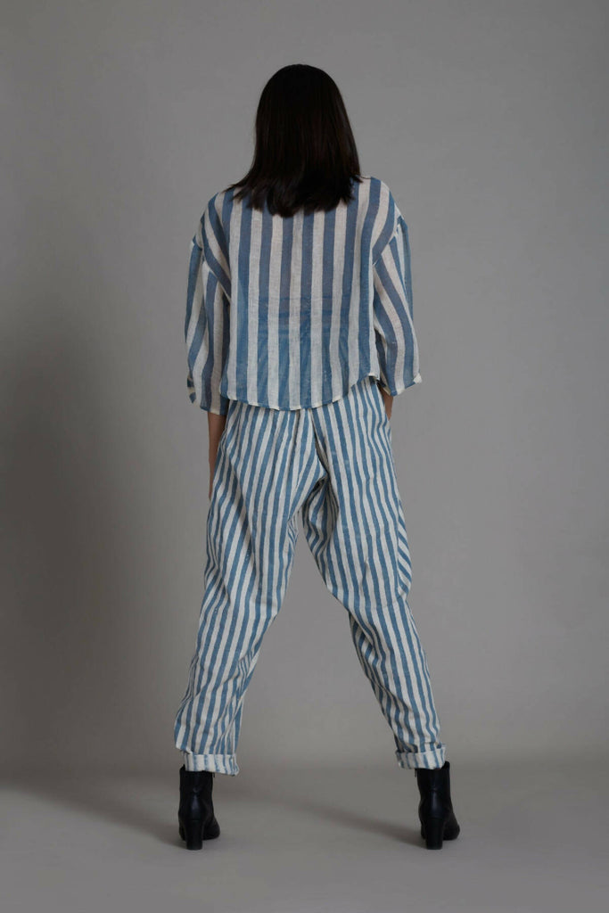 Mati Ikka Co-Ord Set-Blue stripe (2 PCS)