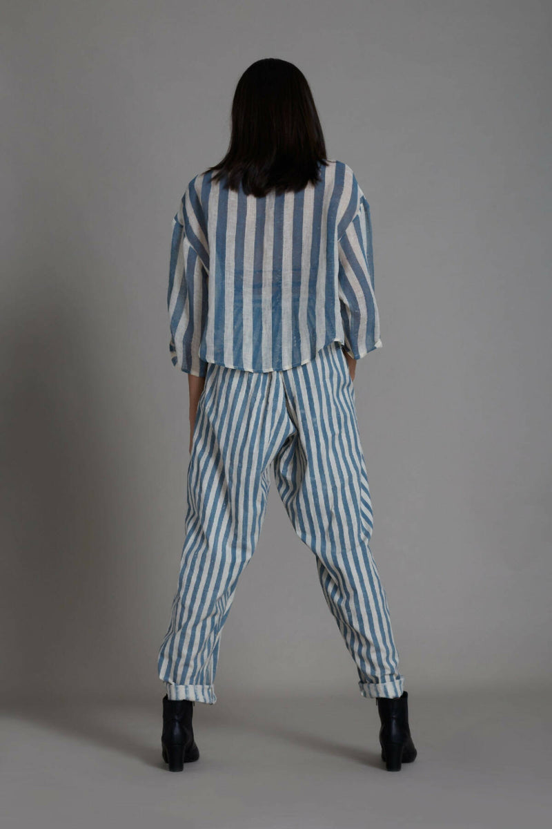 Mati Ikka Co-Ord Set-Blue stripe (2 PCS)