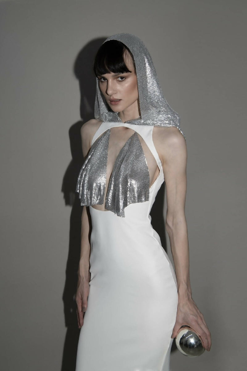 METALLIC HOODED GOWN