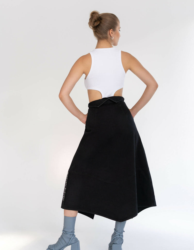 Brassica wrap denim skirt