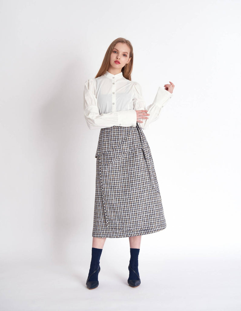 High Waist Constructive Wrap Skirt