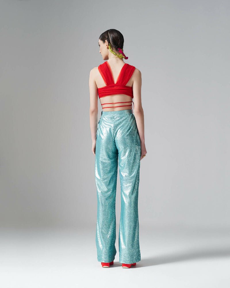 Sequin Flared Trousers