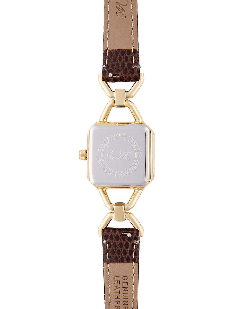 Vintage Design Gold-Tone Watch With Brown Leather Strap