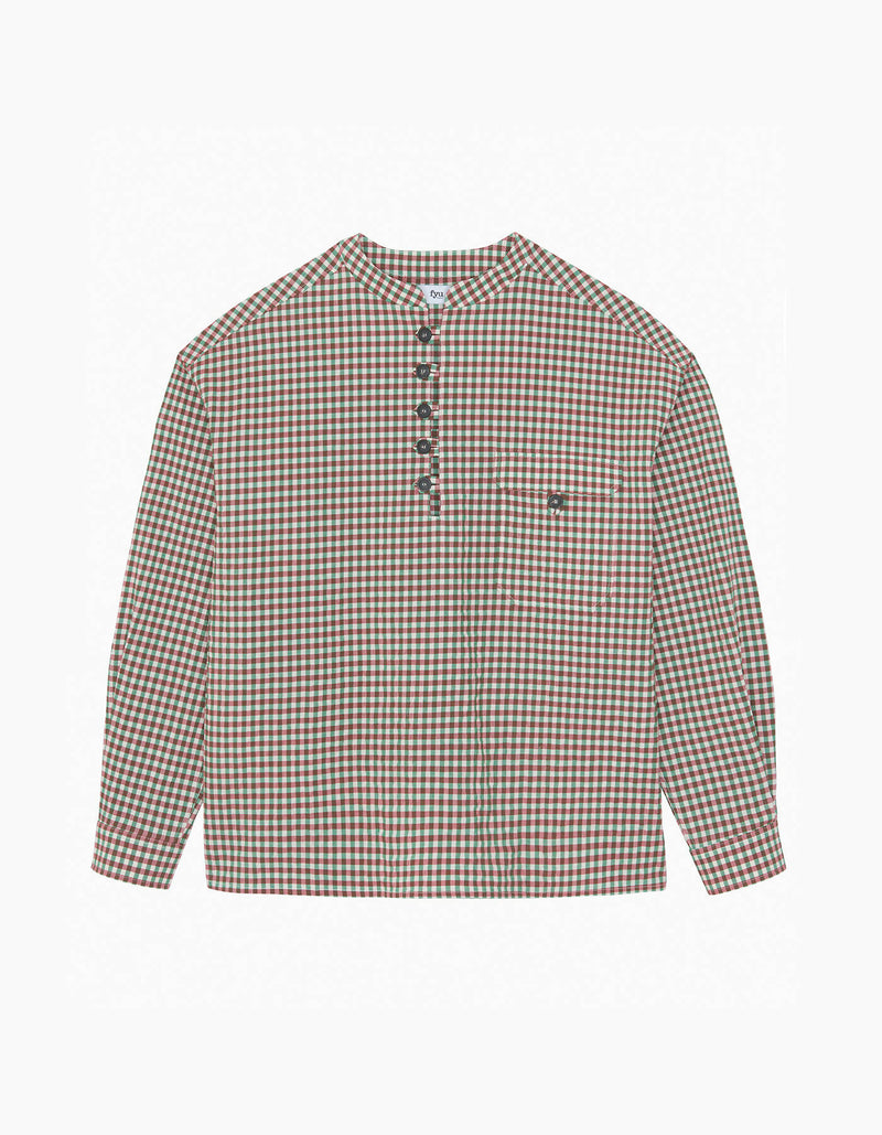 Jane Gingham Collarless Shirt