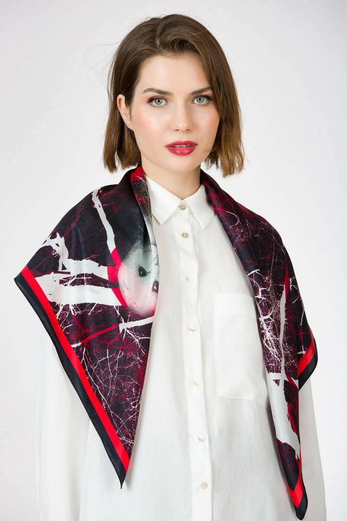 The Red Owl silk scarf