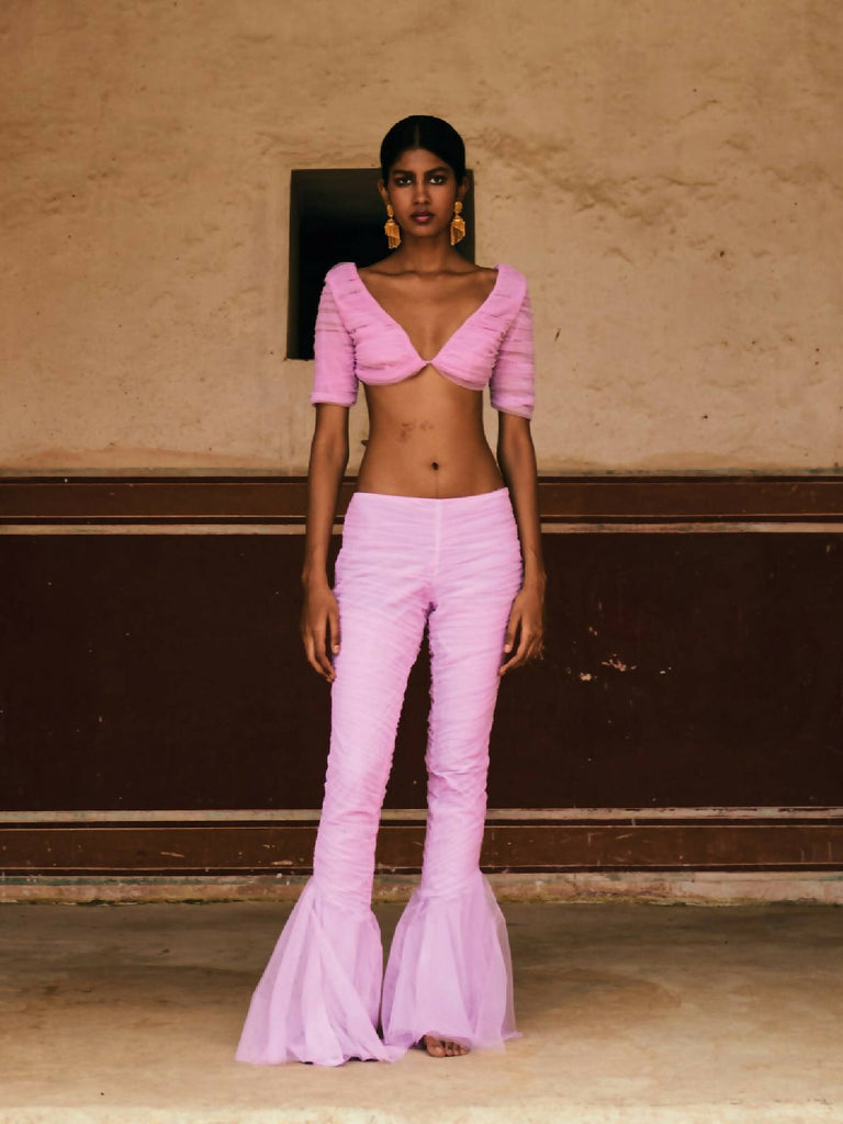 Lotus Flare Tulle Gathered Pants