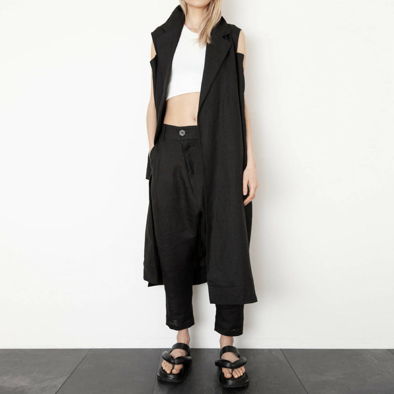 LISBON coat & vest | linen | black