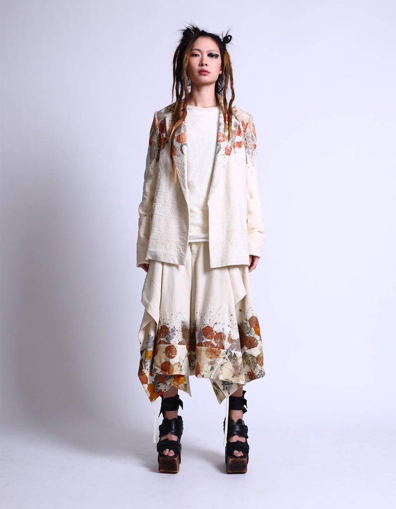 Handmade Botanical Printed Extended Sleeves Jacket