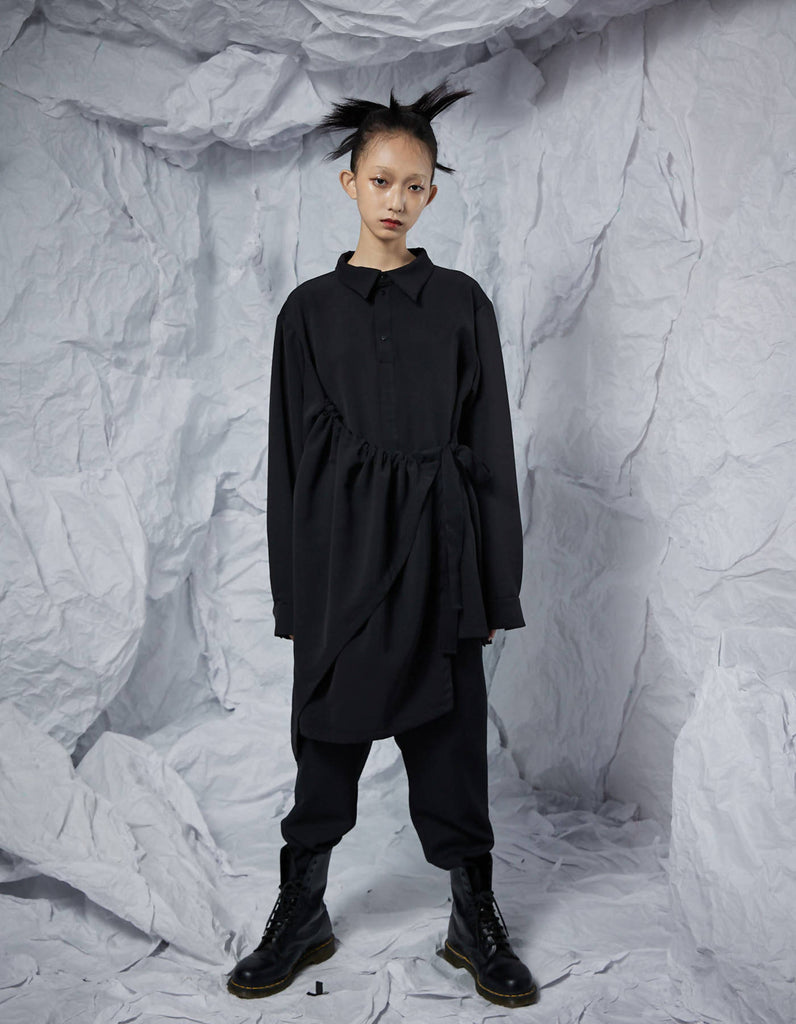 Transformable Drawstring Long Shirt