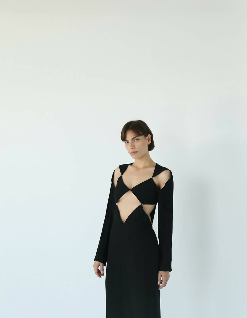 Demetra Black Long Dress