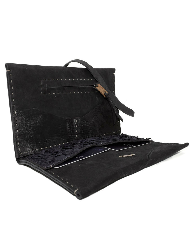 black horse culatta and fish leather long wallet