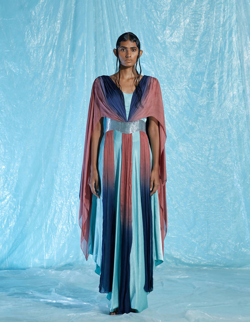 Satin and Chiffon Kaftan