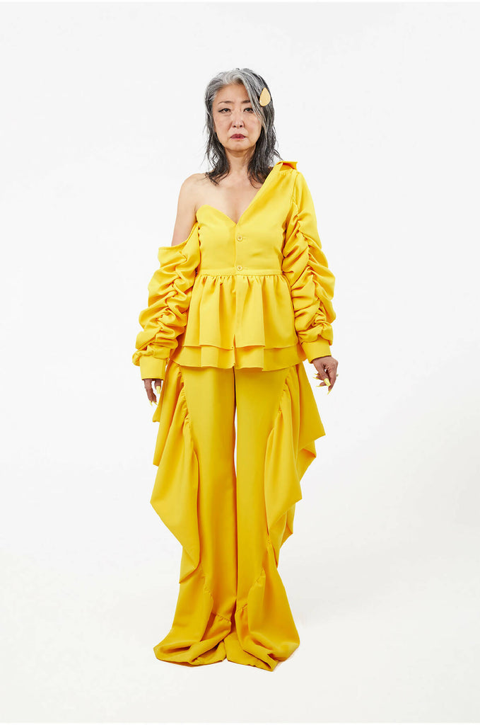 MARIGOLD YELLOW PANTS WITH RUFFLES