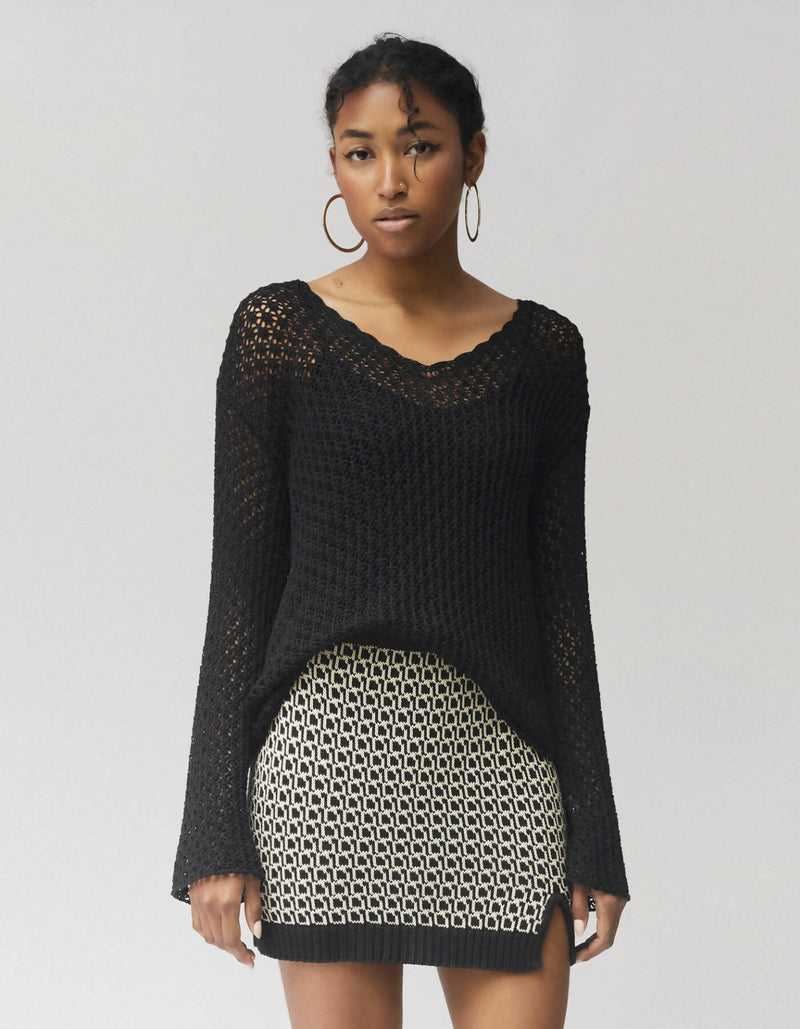 Ina Cotton Knit Mini Skirt - Checkered