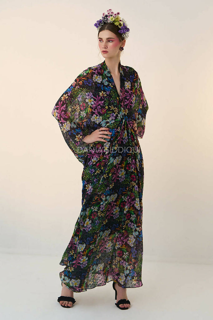 FLORAL PRINT DRAPE KAFTAN