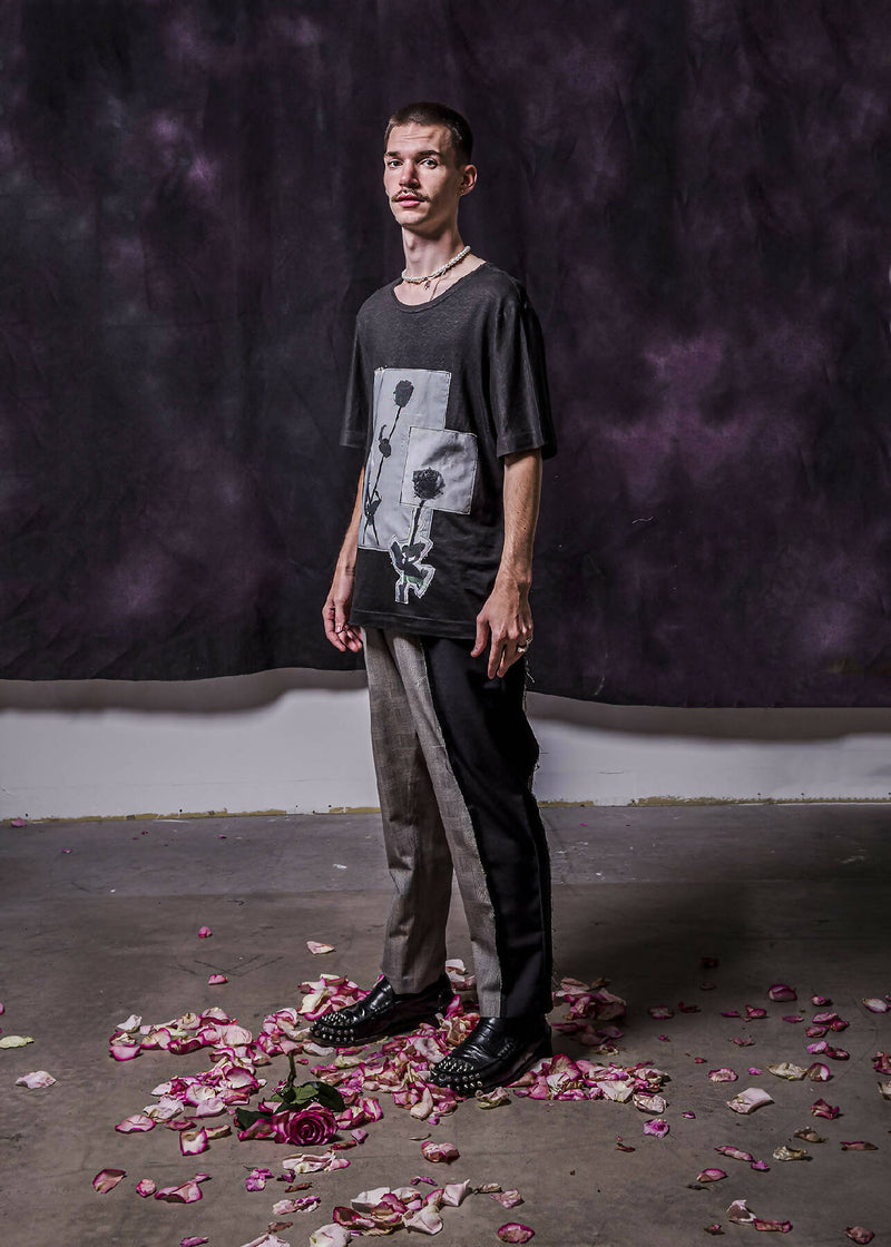 sailor_ black t-shirt - flowers on fire