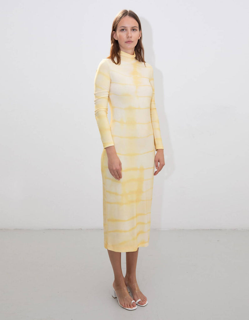 Yellow Tie Dye Turtleneck Dress