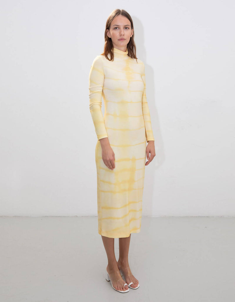 Yellow Tie Dye Turtleneck Dress