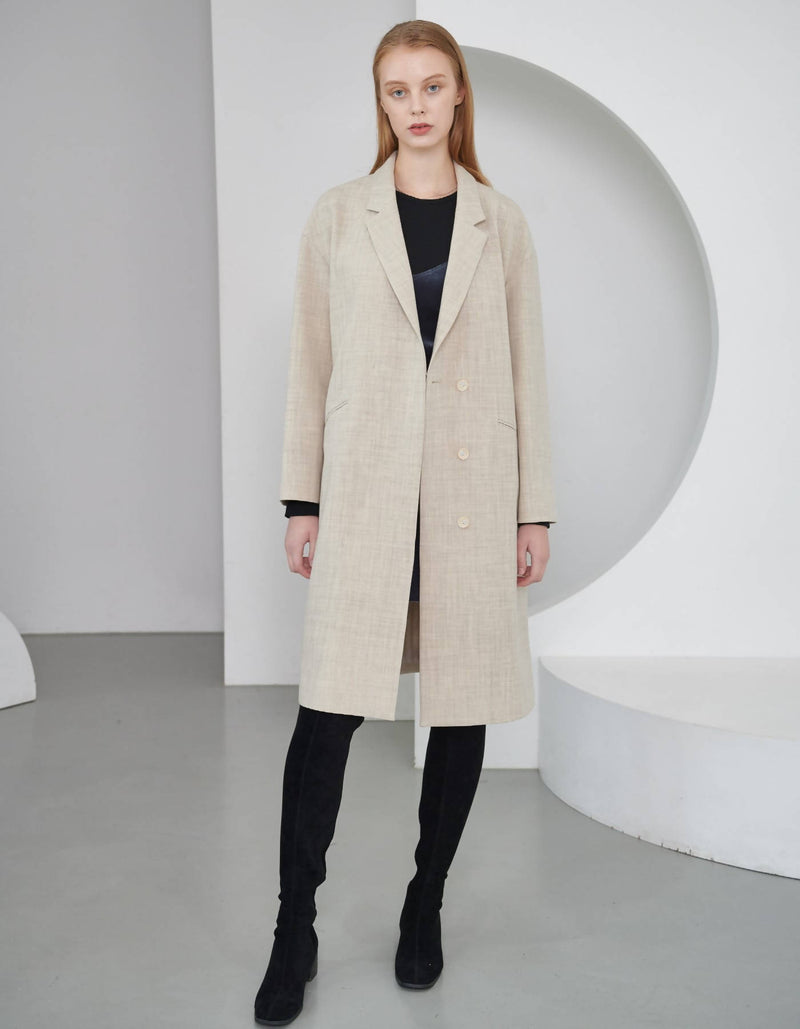 Minimalist Design Loose Fit Wool Coat