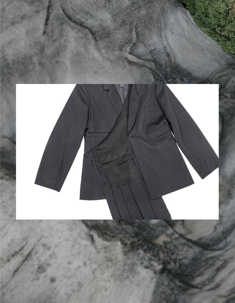 Deconstructed Pleated Skirt Transformable Suit