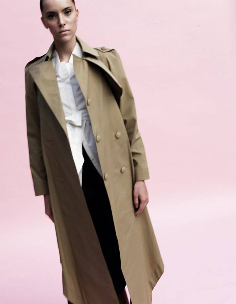 Origami Water Repellent Cotton Trench Coat / Khaki