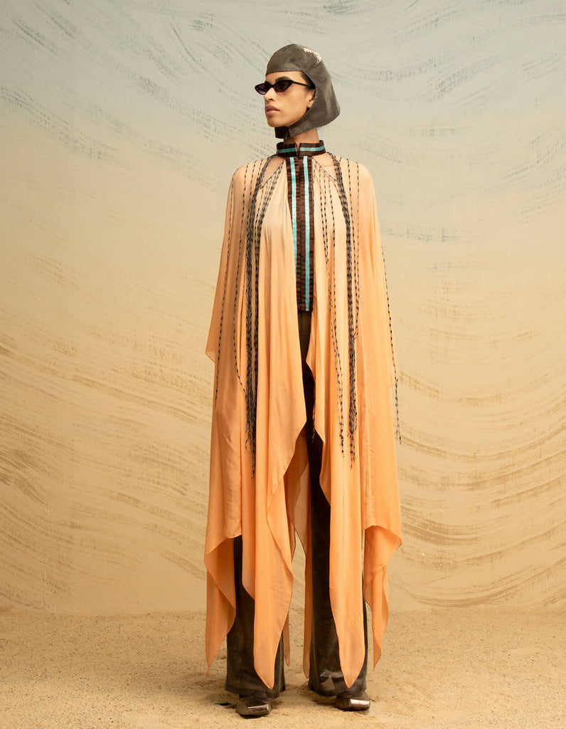 Fall Panelled Glass Chiffon Cape